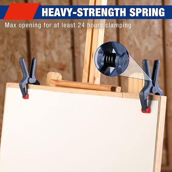 WORKPRO Spring Clamp Set, 16-Piece 3-3/8" Nylon Spring Clamp with Adjustable Jaw Pads and High-strength Spring for Woodworking, Photography Backdrops and DIY Projects