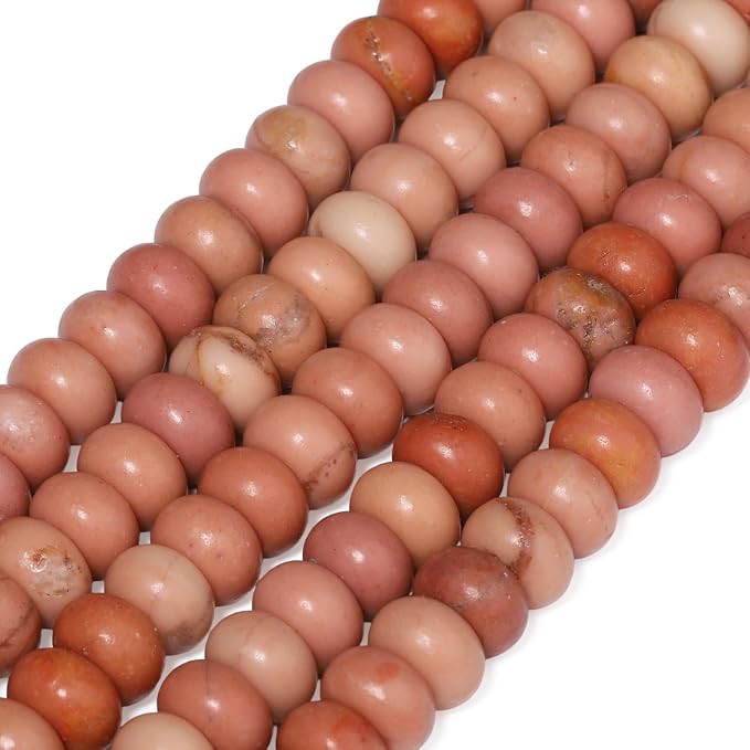 Songxi 5x8mm Natural Matte Red Rhodonite Stone Rondelle Beads, Gemstone - Image 3