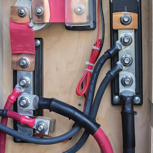 GLOSO Power Busbar 600A Common Bus bar Distribution Block Marine Battery Terminal Block 600 Amp Rating 4P