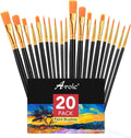 AROIC Acrylic Paint Brush Set, 2 Packs / 20 pcs Nylon Hair Brushes by AROIC