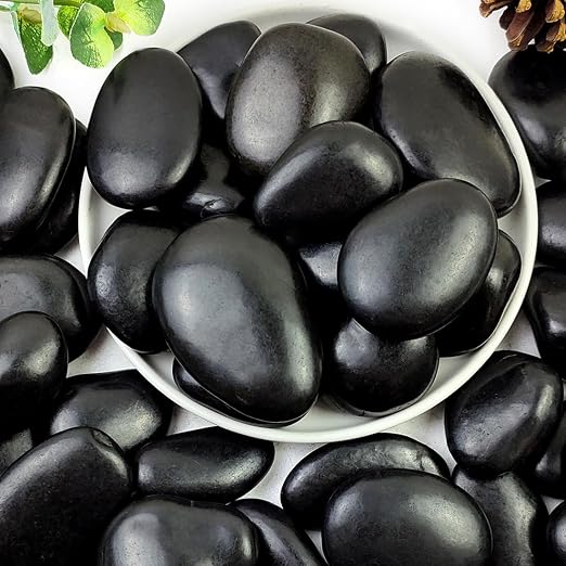 YISZM 10lbs Black Pebbles for Plants, 2-3 Inch High Polished Natural Large by YISZM-ForYourNaturalLife