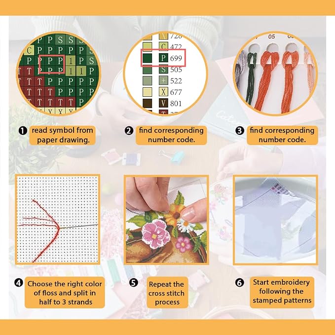 FREEBLOSS DIY Cross Stitch Wall Hanging Kit Boots Full of Flowers Stamped Cross - Image 4