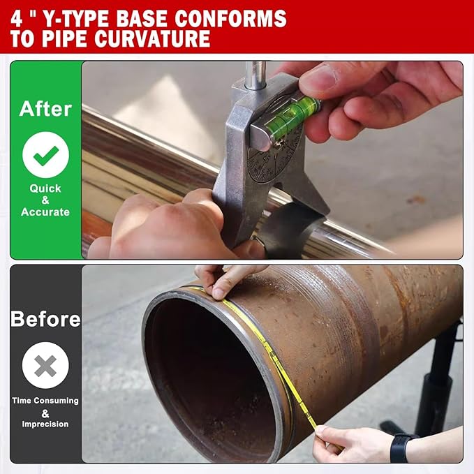 Pipe Center Finder,Pipefitter Tools w/Magnetic Centering Head,Measure Pipe Diameter,Accurate Location Aluminum Pipe Marker Centering Tool for Pipe Measurement