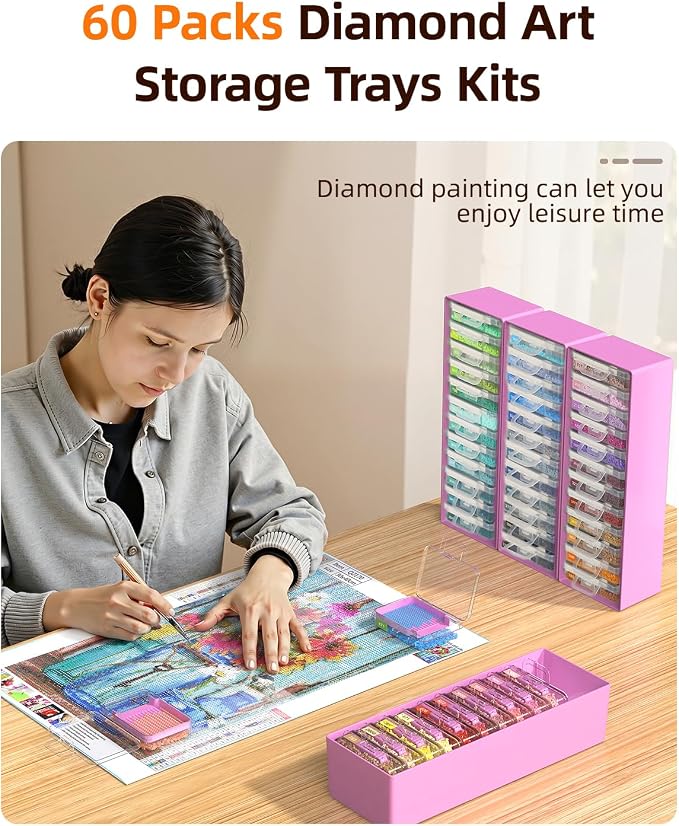 Redtwo 60 PCS Diamond Painting Storage Containers Trays, Detachable Trays - Image 3