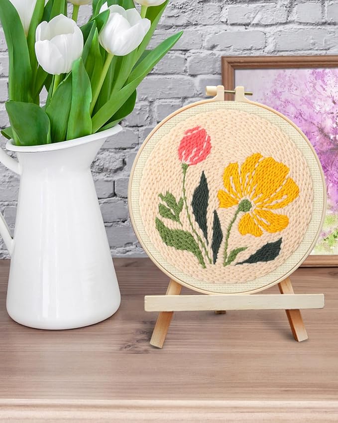 ERKOON Punch Needle Kit Adults Beginners, DIY Easy Floral Embroidery Set - Image 6