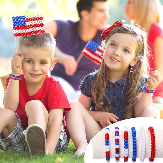 UPINS Patriotic Pony Beads Red White Blue 1200Pcs 4th of July DIY | Premium - Image 6