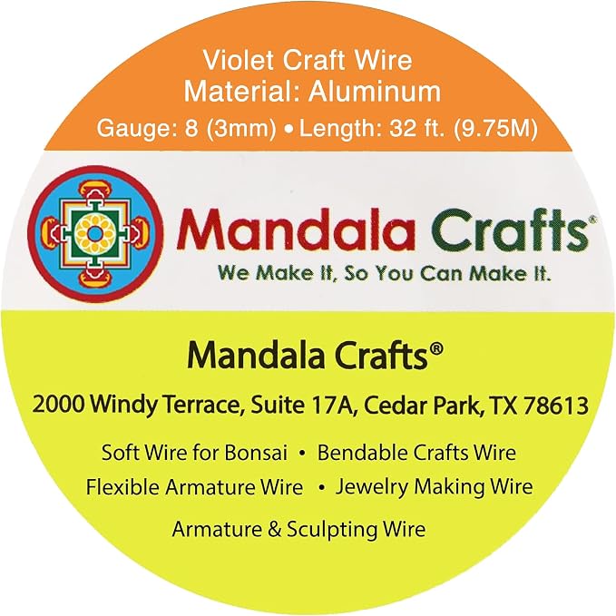 Mandala Crafts 8 Gauge Violet Anodized Aluminum Craft Wire, 32 FT | Colored - Image 3