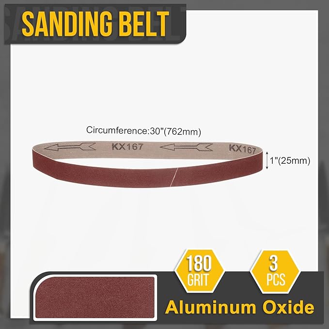 1 x 30 Inch Sanding Belt, 3 Pcs 180 Grit Knife Sharpener Belts Work Sharpening for Belt Sander Knife Carving Tool Metal Working