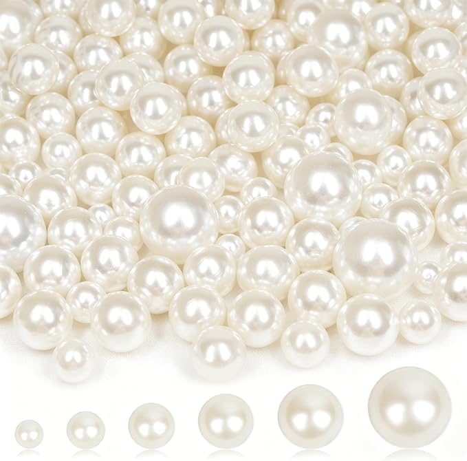 2000PCS Pearls for Crafting, Ivory No Hole Beads for Centerpieces Vases by Unknown