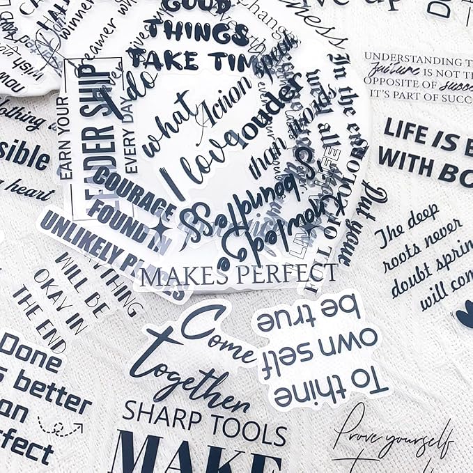 50Pcs Motivational Transparent Quote Stickers - Image 2