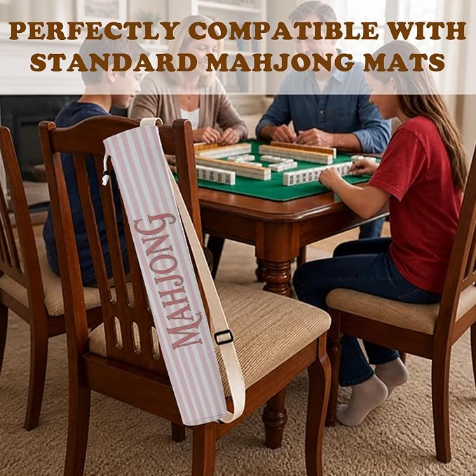 Pink and White Striped Mahjong Mat Bag - Image 5