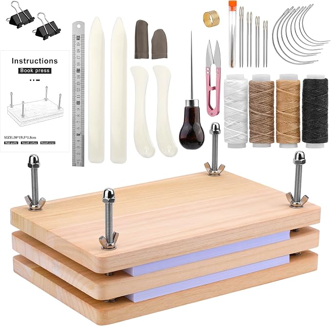 JUPEAN 34 Pcs Book Binding Kits, Book Press, Books Making Kit by Jupean