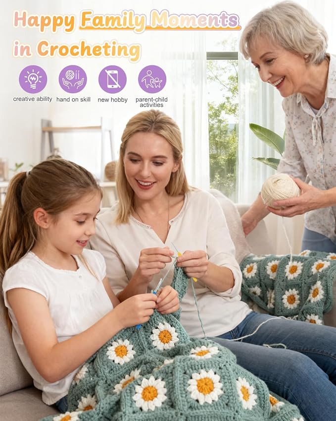 Coopay Crochet Kit for Beginners, Crochet Starter Kit for Blanket, Granny - Image 4