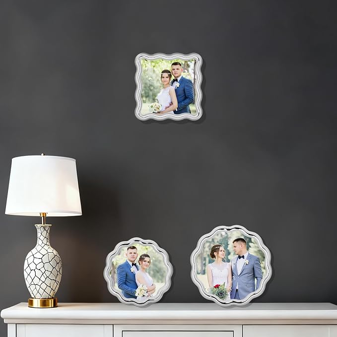 High-End Silver 4x4'' Square Zinc Alloy Picture Frames, - Image 3