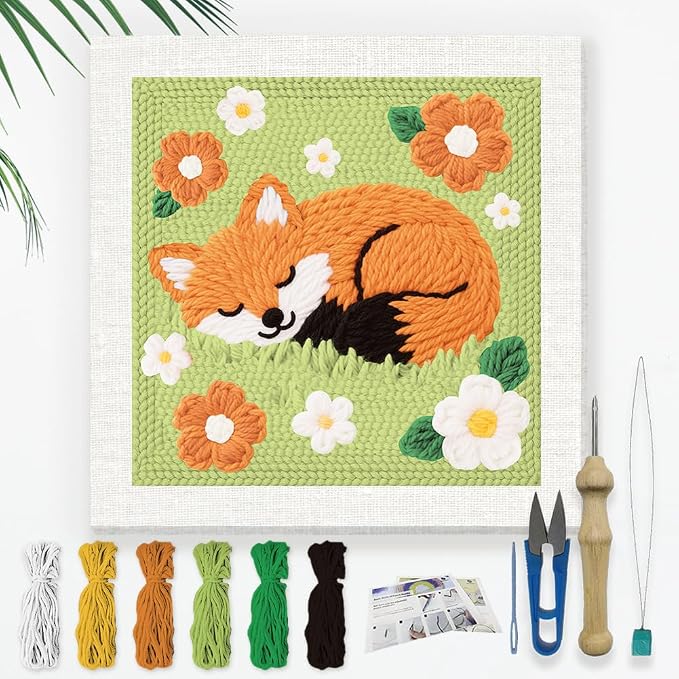 Doodlream Sleeping Fox DIY Punch Needle Embroidery Kit by Doodlream