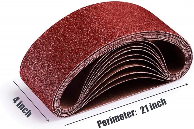 4 x 21 Sanding Belts, 40 Grit Aluminum Oxide Sanding Belt, 4x21 Inch Sander Paper for Belt Sander, 12 Pack (4x21In, 40 Grit)