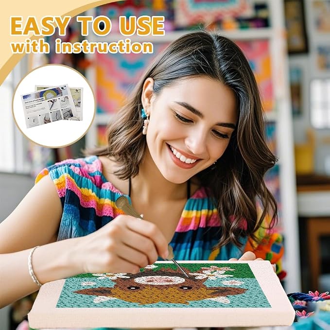 Doodlream Highland Cow DIY Punch Needle Embroidery Kit - Image 3