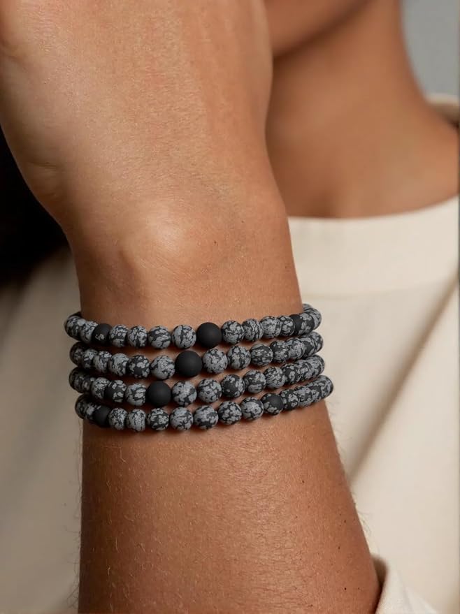 8mm Matte Snowflake Obsidian Bead, 15-Inch Matte Round Loose Stone Beads - Image 4