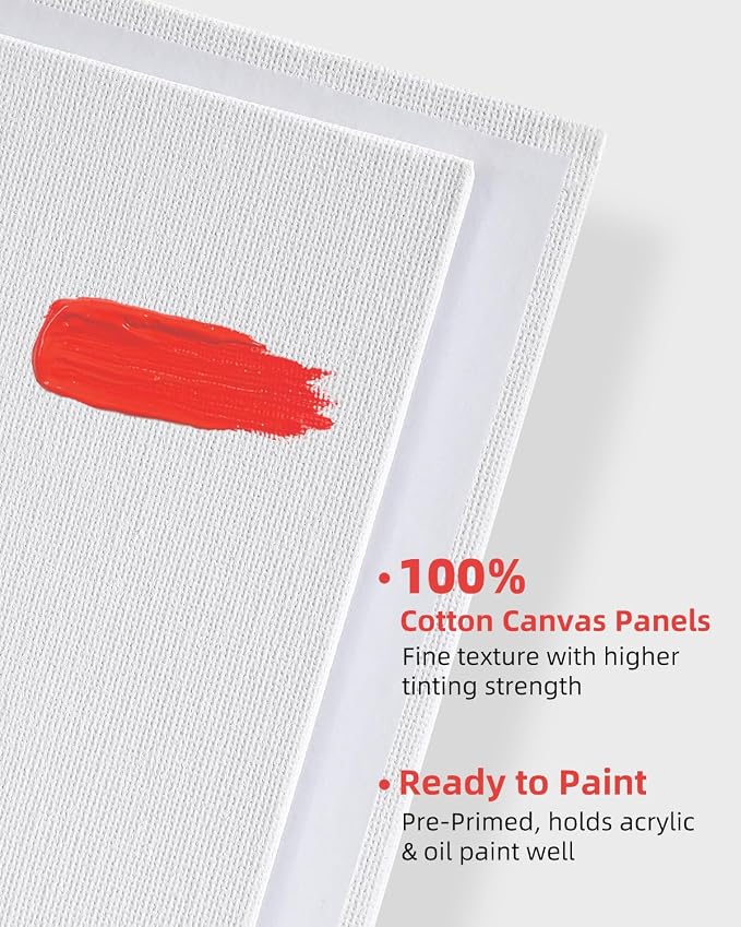 Simetufy 12 Pack 8x8 Inch Painting Canvas Panels Square Boards - Image 4