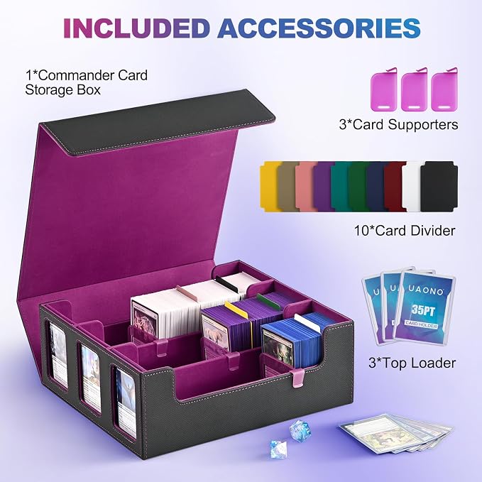 UAONO Card Storage Box for Trading Cards, 1800+ Commander Deck Box for MTG - Image 3