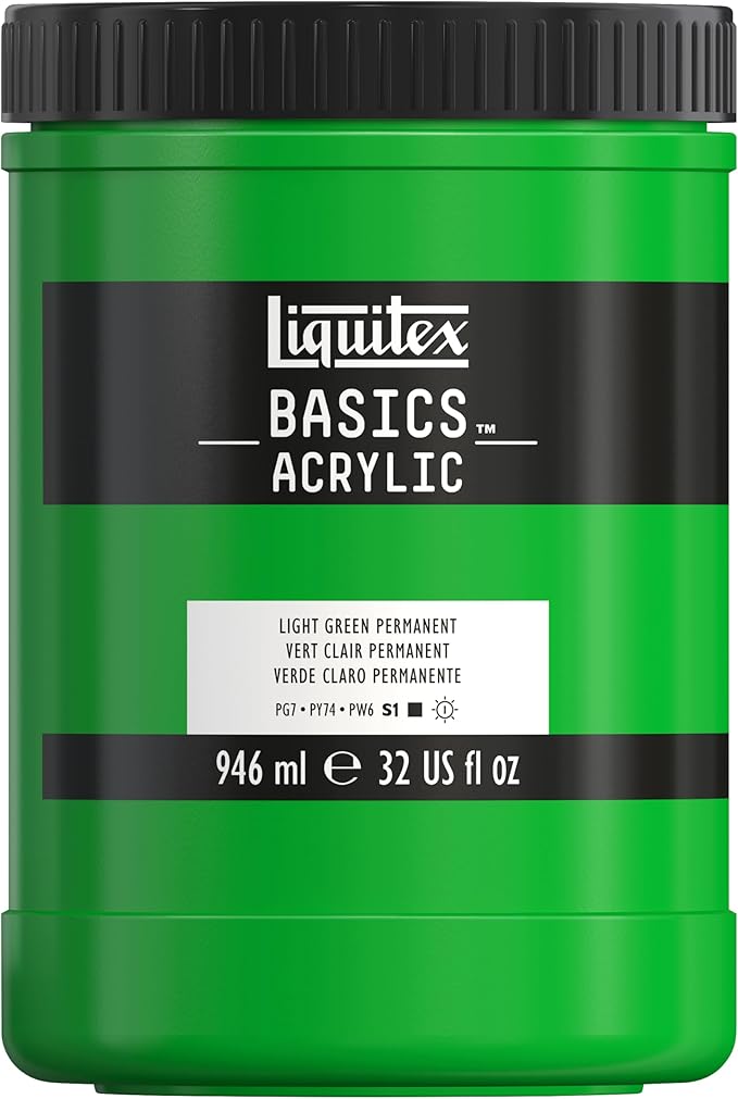 Liquitex BASICS Acrylic Paint, 946ml Jar, Light Green Permanent by Liquitex