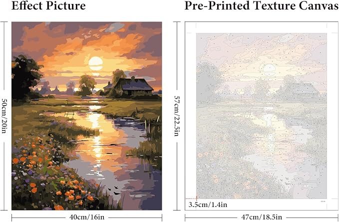 Paint by Numbers Kit for Adults Beginner, Countryside Sunset Adult Paint by - Image 3
