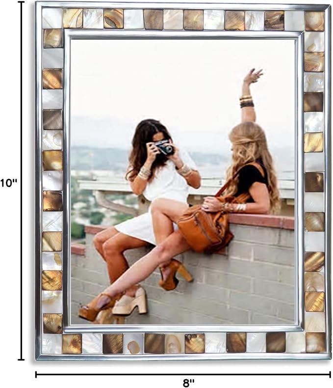 Silver Plate 8x10 Picture Frame, Mosaic Glass Photo Frame - Image 7