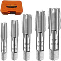 5-Piece NPT Pipe Tap Set, Precision Carbon Steel NPT Tap Set for Clean Accurate Threads, 3/4", 1/2", 3/8", 1/4", 1/8" NPT Tap, Perfect for Plumbers Mechanics DIYers, with Durable Plastic Case