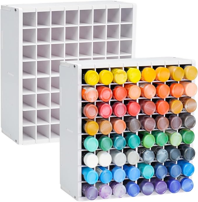 Krafetto 2 Pack 64 Grids Paint Organizer Storage Rack, Wall-mountable Craft by Krafetto