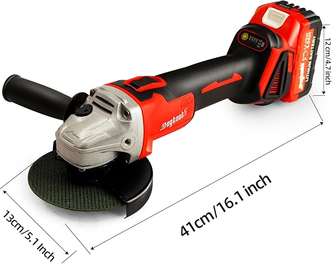 DOGTOOTH 21V 4-1/2'' Brushless Cordless Angle Grinder Kit, Max 10000 RPM, Compatible with Makita 18V Battery, 1 * 4.0 Ah Battery, Charger, 4 Cutting&Grinding Discs and Carry Case