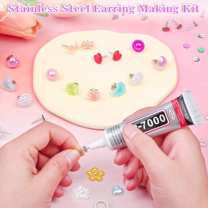 Anezus Jewelry Glue With 600pcs Stainless Steel Earring Posts and Backs - Image 2