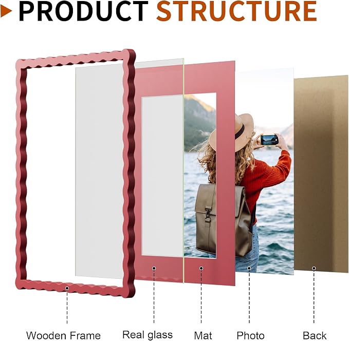 11x14 Wavy Picture Frame With Mat - Image 3