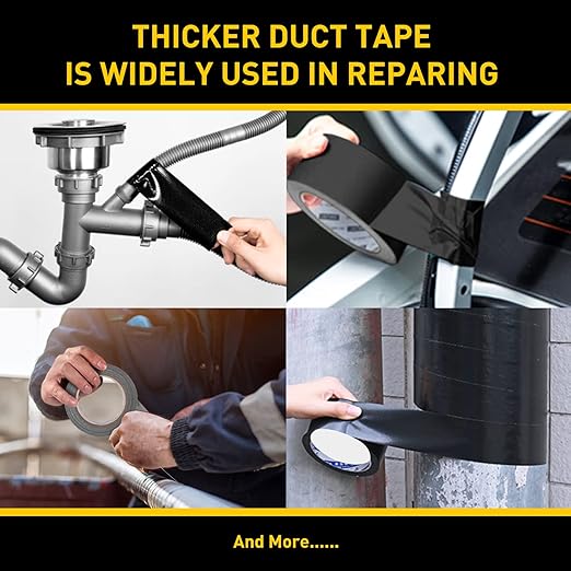Lichamp 10 Rolls Heavy Duty Thicker Black Duct Tapes, 17 mil No Residue Duct Tape for Packaging Taping Sealing Repairing Tying, Wide Tape for DIY or Commercial Use, 2 Inches x 25 Yards