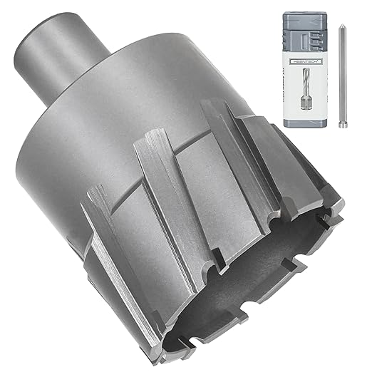 KEENTECH Carbide-Tipped Annular Cutter, 2-1/8" Diameter x 1-3/8" Depth, 3/4" Weldon Shank (2 Flat), High Speed Cutting TCT Mag Drill Bit with Pilot Pin for Harder Material, Stainless Steel, Cast Iron