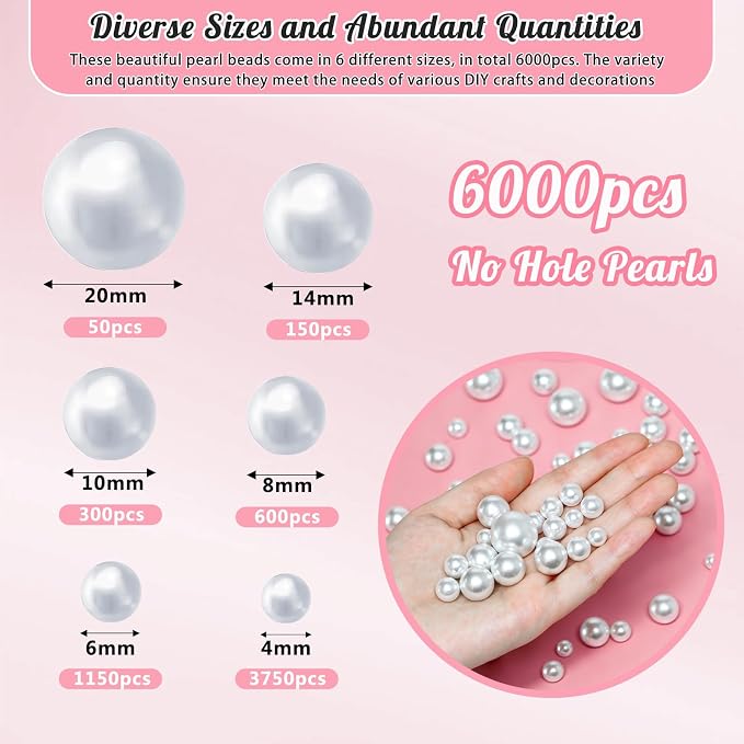 6000PCS Pearls for Crafting, Candles Centerpiece, DIY Crafts, Jewelry Making - Image 2