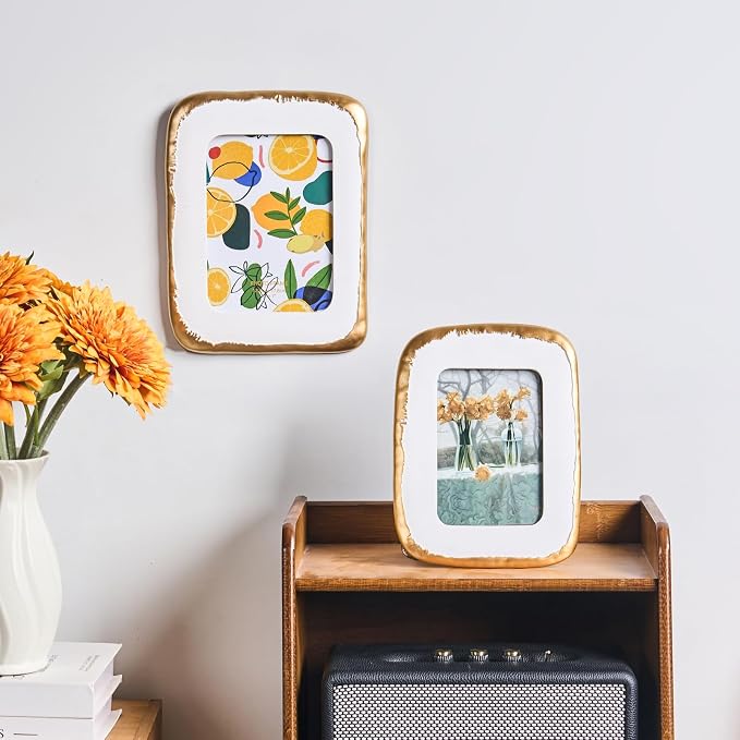 5x7 Picture Frame, Ornate Photo Frame White & Gold, Hand-Crafted Resin Table - Image 5