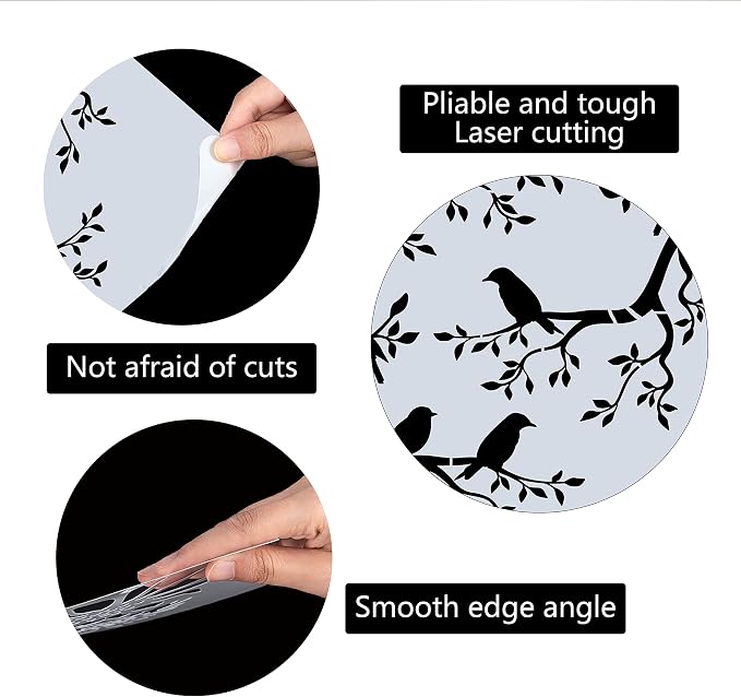 GORGECRAFT Tree Stencil Template Bird Large 11.8x11.8 Inch Reusable Birds on - Image 3
