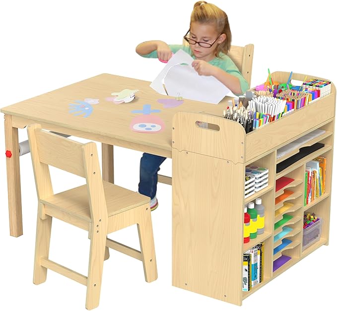 GDLF Kids Art Table and Chairs Set, Craft Desk - Image 3