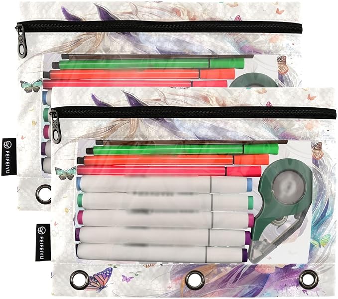 Custom White Horse Butterflies Pencil Pouch - Image 2