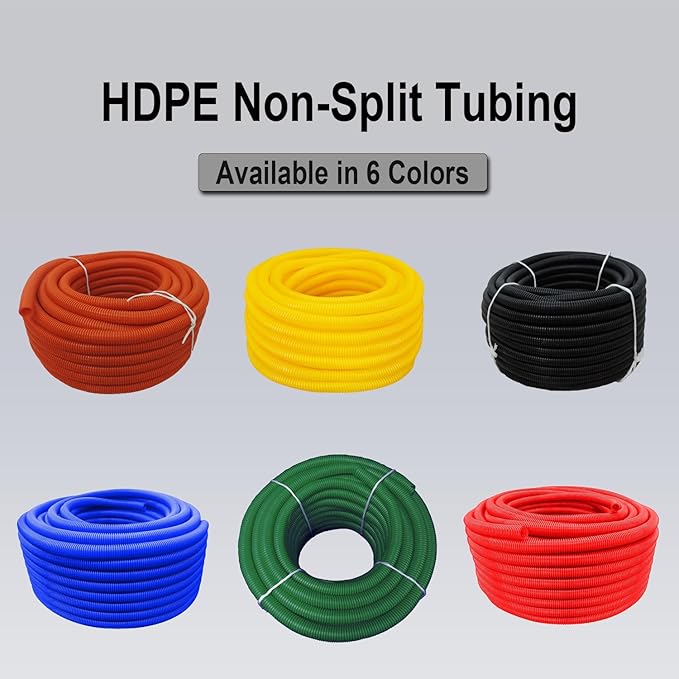 Flexible Polyethylene HDPE Non-Split Corrugated Wire Loom Tubing (Red, 2" Dia. x 100 ft)