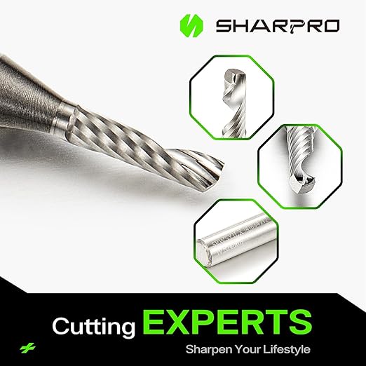 1/4 Inch Shank Single Flute (O Flute) Cutter Carbide Spiral Router 1/8 Inch Cutting Diameter Carbide Single Flute CNC Router Bit, Ideal for Aluminum, Plastic, Acrylic, Wood, MDF and PVC