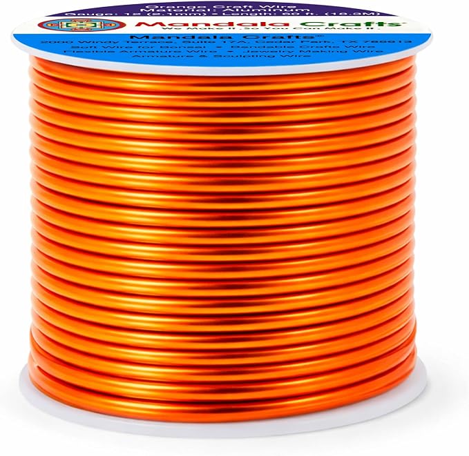 Mandala Crafts 12 Gauge Orange Anodized Aluminum Craft Wire, 60 FT | Colored - Image 2