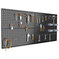 4x2ft Metal Pegboard Kit for Tools Storage, Black Pegboard Wall Organizer with Hooks and Pegboard Bins