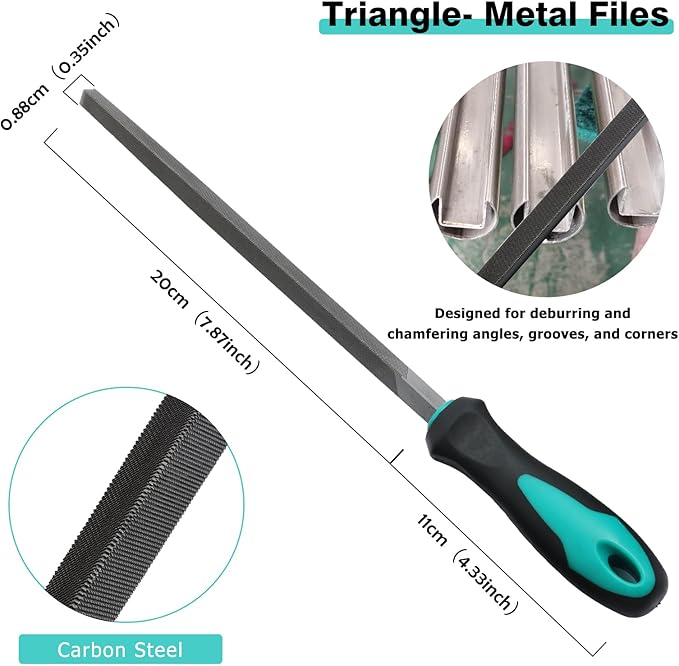 4Pcs Metal File Set, 8inch Hand Files Large Steel Rasp Files with Handles for Metalworking, Woodworking and More