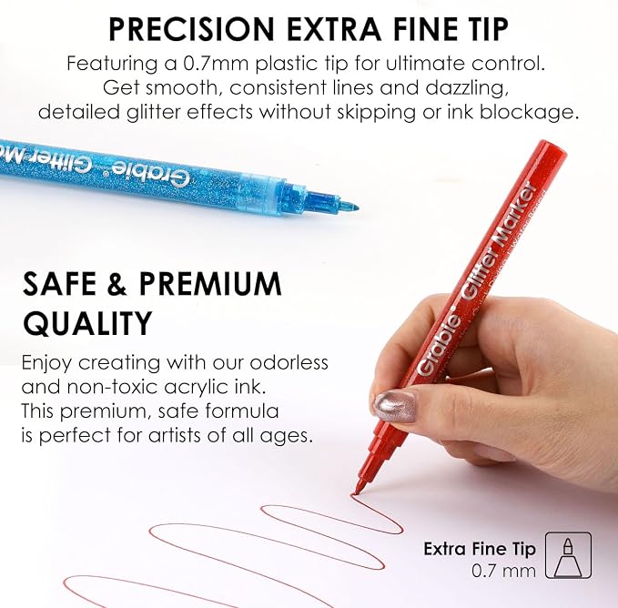 Grabie Black & White Extra Fine Tip Acrylic Paint Marker Set, 6 Pack, 0.7mm - Image 3