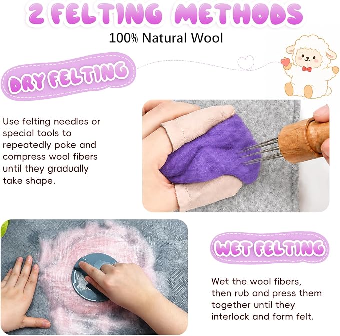 1.76oz Wool Roving: Needle Felting Wool White Roving Wool Felting Supplies Pure - Image 6