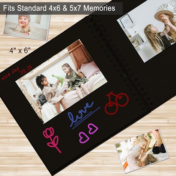 DIY Scrapbook Album 7x7 Inch, Hardcover Kraft Paper Scrap Book Photo Album - Image 6
