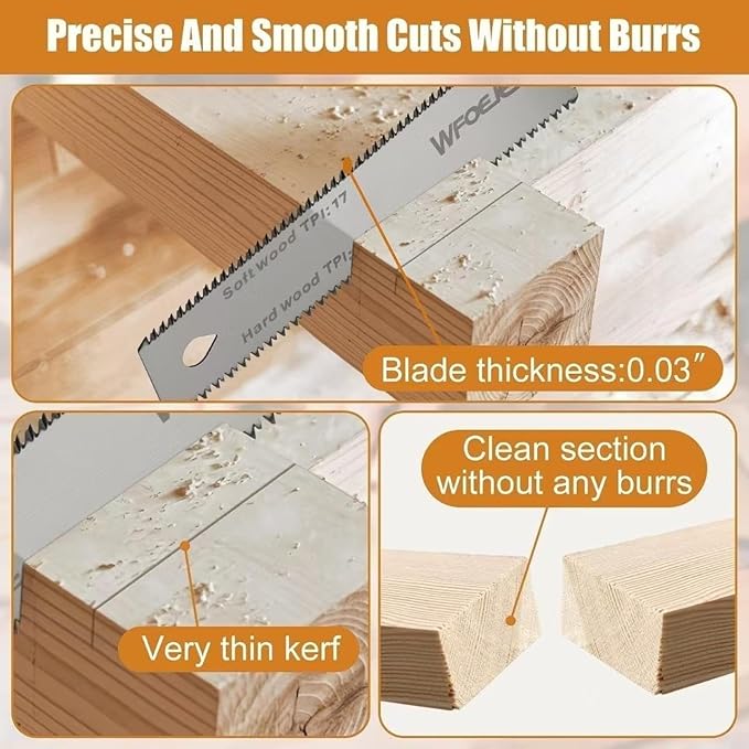 Japanese Hand Saw, 6-Inch Double-Edge Pull Saw, SK5 Flexible Blade,11/17 TPI Blade with Soft Grip Handle for Hardwood & Softwood Woodworking.
