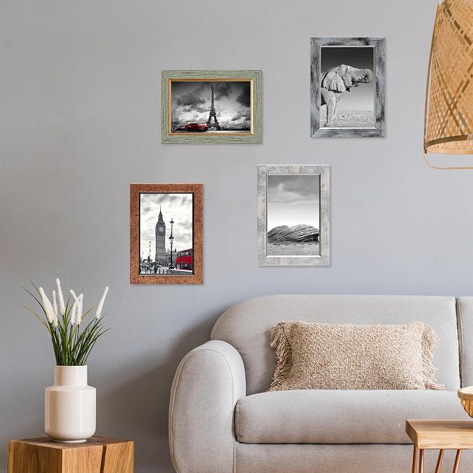 Fixwal 4x6 Picture Frame Set of 5, Vintage Photo Frame, Rustic Retro Picture - Image 6