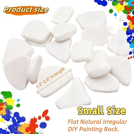 Lifetop 50PCS White Rocks for Painting, 1.2"-2.0" Smooth Natural Irregular DIY - Image 3
